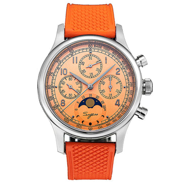 MoonPhase Master S389-2 Salmon Dial Swan Neck Regulator Rubber Band