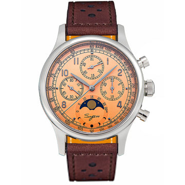 MoonPhase Master S389-2 Salmon Dial Swan Neck Regulator Racing Strap