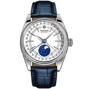 MoonPhase Master S452 Stainless-Steel White Dial Deep Blue Strap