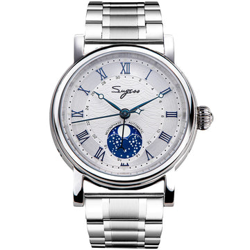 MoonPhase Master SU2108SZ Stainless-Steel Moon Phase Blue Indices Bracelet
