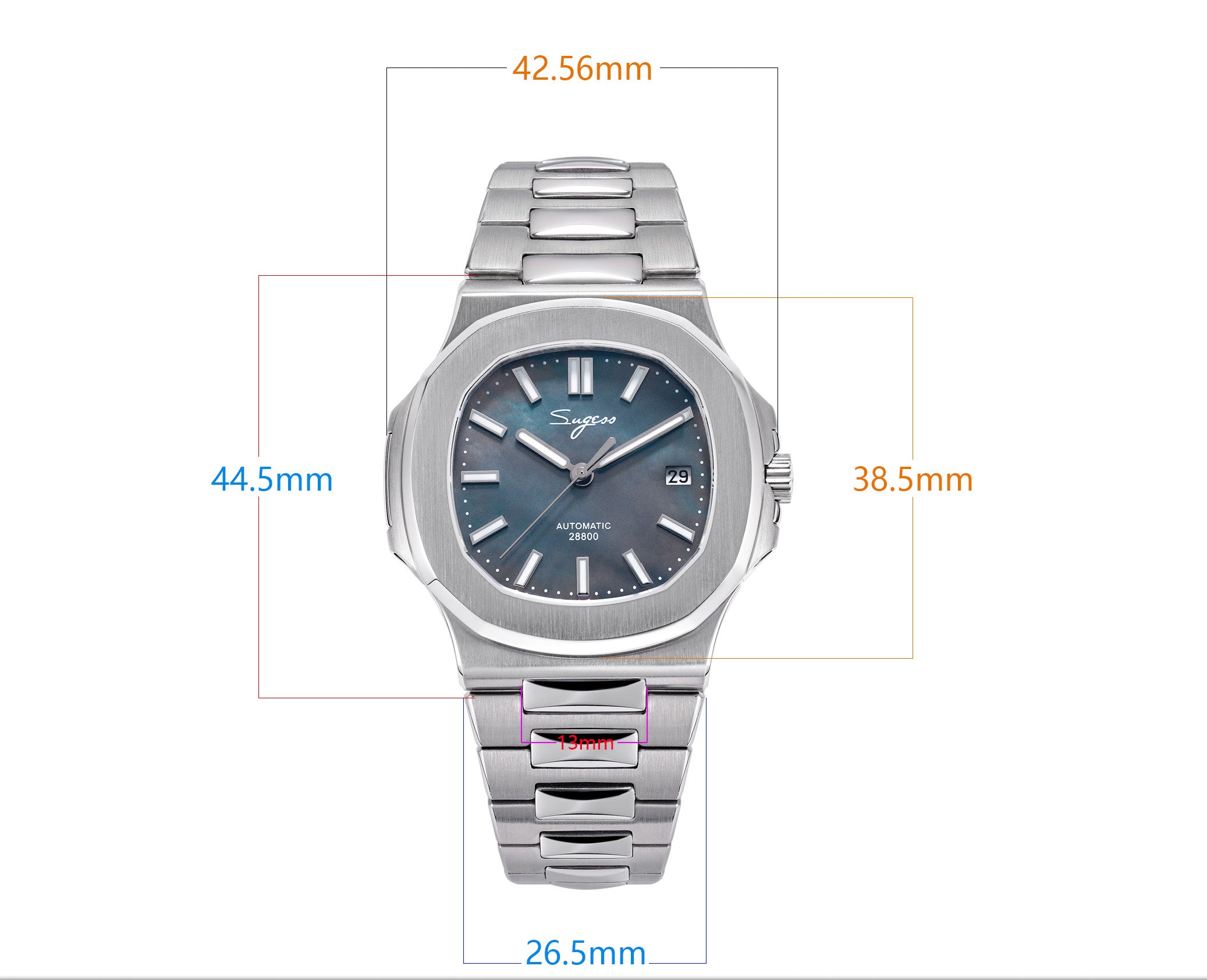 Heritage S466 PP Octagonal Day Display Black Dial Stainless-Steel Auto