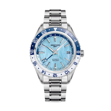 Seestern S456 GMT Automatic Light Blue Pearl Dial Automatic