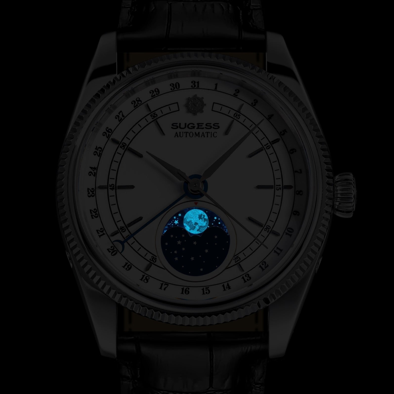 MoonPhase Master S452 Rose Gold White Dial Brown Strap