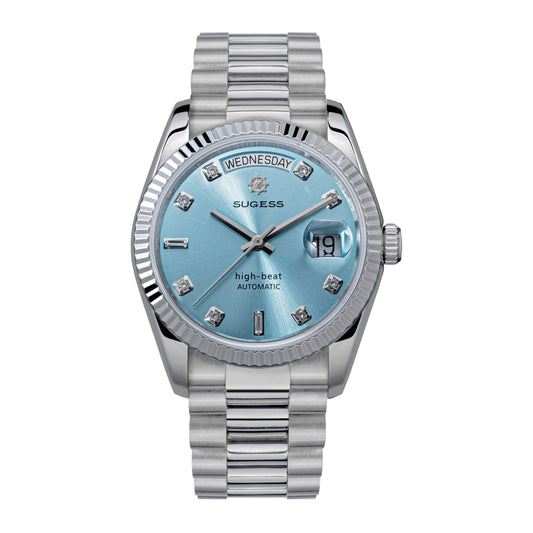 Heritage S449 DD Date and Day Display DD36 36mm Stainless Steel Light Blue Dial Automatic