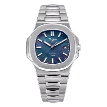 Heritage S466 PP Octagonal Day Display Black Mother of Pearl Dial Stainless-Steel Automatic