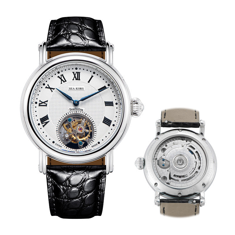 Seakors Tourbillon SE8002SK Black Indexes Automatic Movement