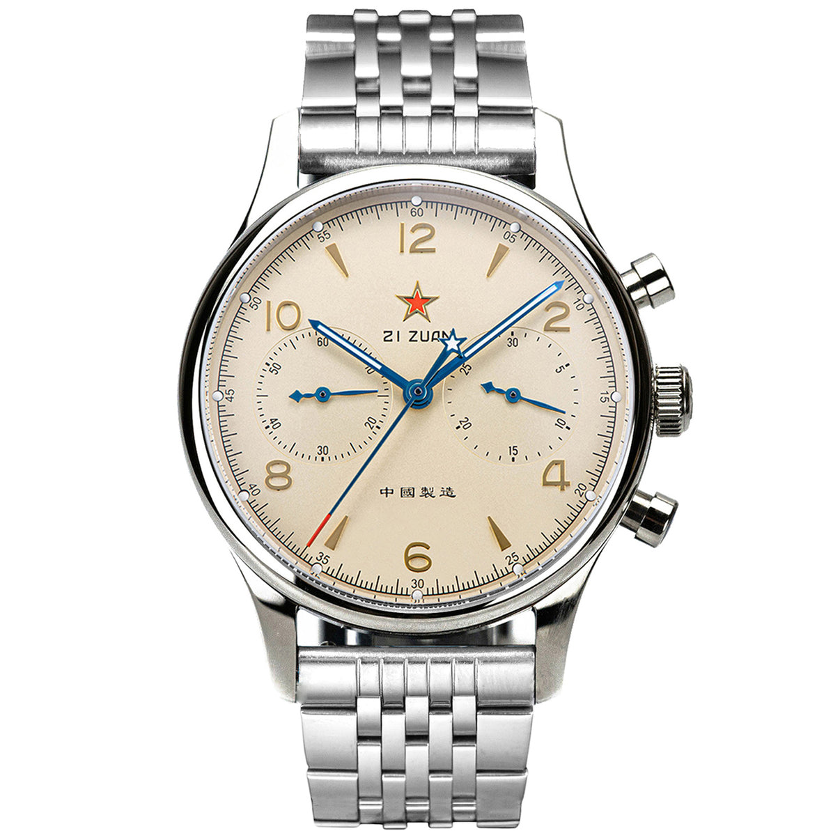 Seagull Movement Chrono Heritage SU1963SW40LUM Lumed 40mm 1963 Swan Neck Regulator Bracelet