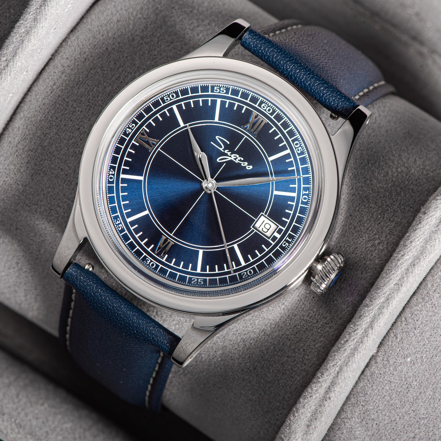 Heritage 411-3B Seagull 2130 Movement  Stainless Steel Case Deep Blue Dial SU4113BDB