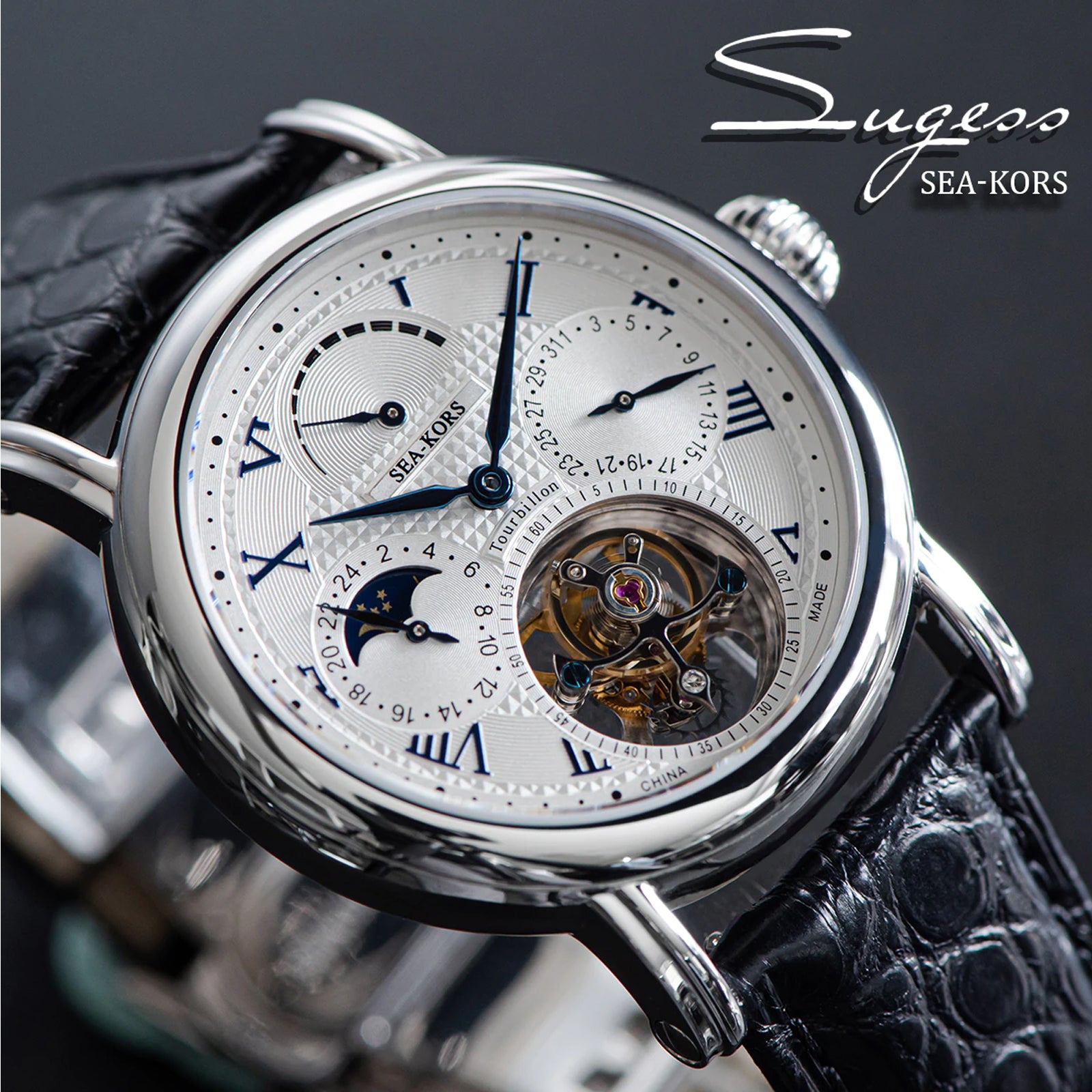 Sugess seakors Seagull ST8007 Tourbillon Movement Watch SE8007SW