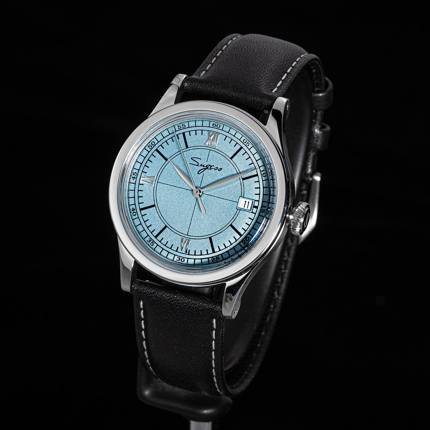 Heritage 411-3B Seagull 2130 Movement  Stainless Steel Case Deep Light Blue Dial SU4113BLB