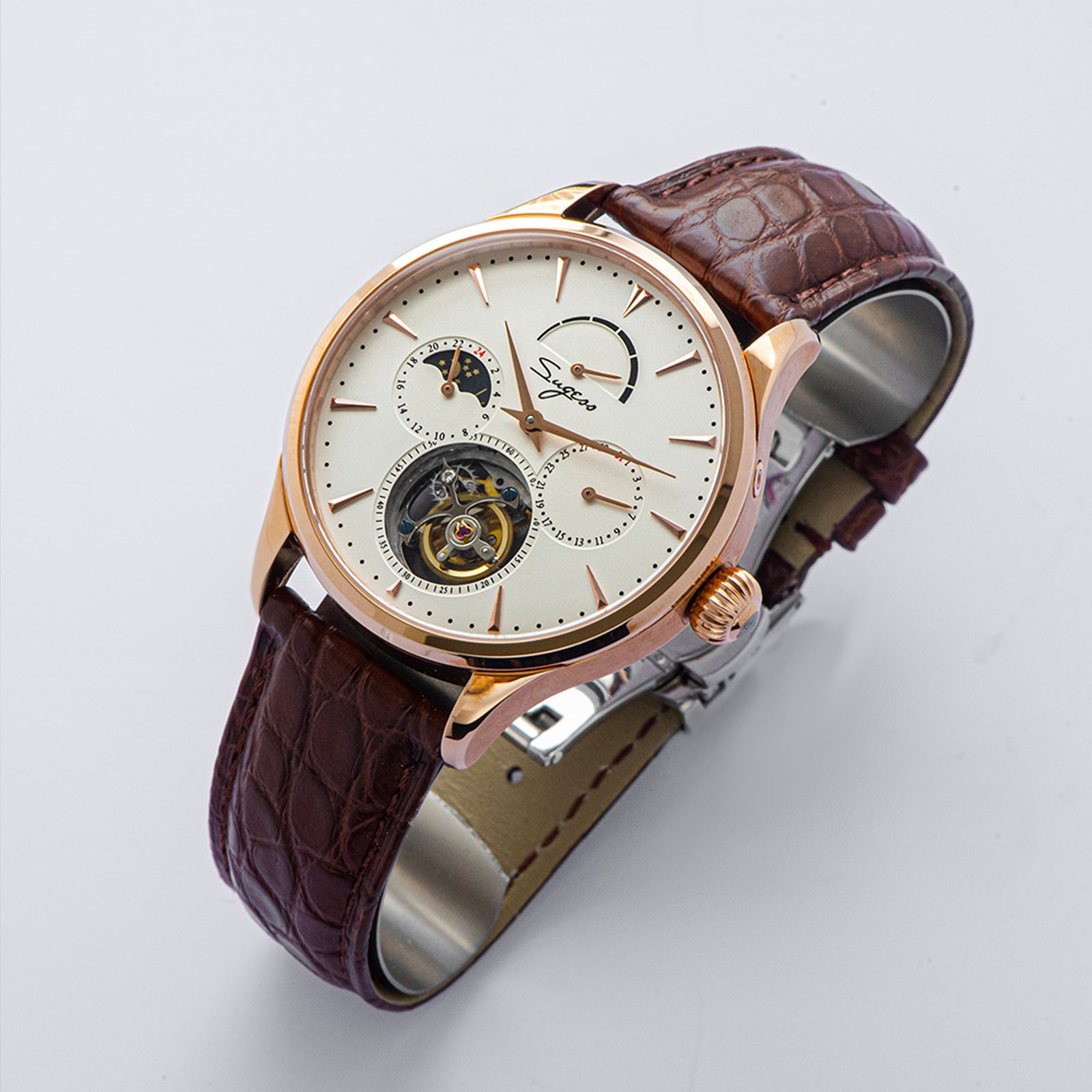 Sugess Seagull ST8007 Tourbillon Movement Watch SU8007GW2