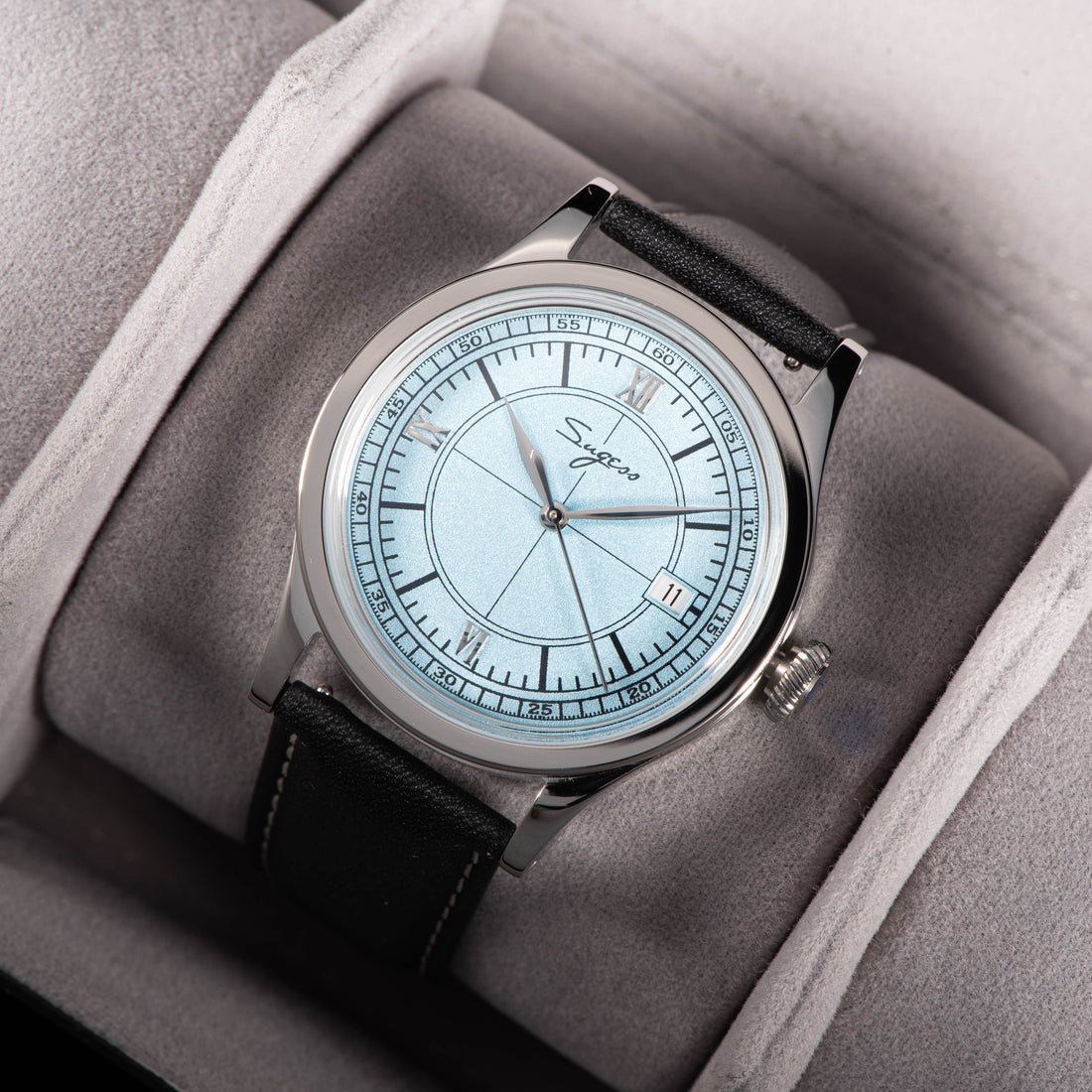 Heritage 411-3B Seagull 2130 Movement  Stainless Steel Case Deep Light Blue Dial SU4113BLB