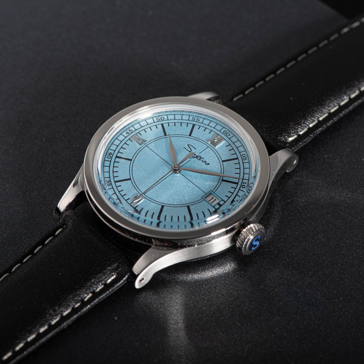 Heritage 411-3B Seagull 2130 Movement  Stainless Steel Case Deep Light Blue Dial SU4113BLB