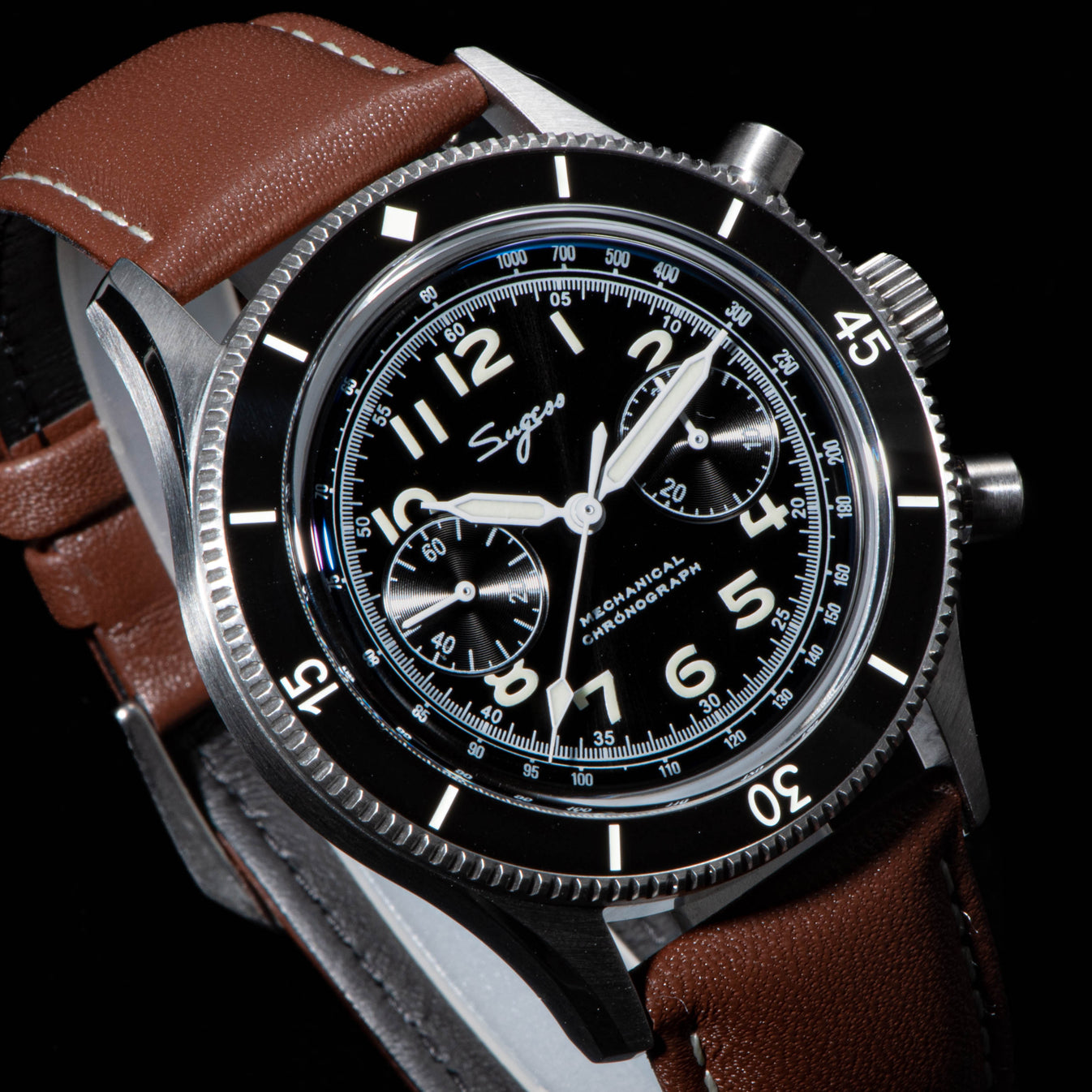 Chrono Heritage 423 Chronograph Black Dial – Sugess Watch