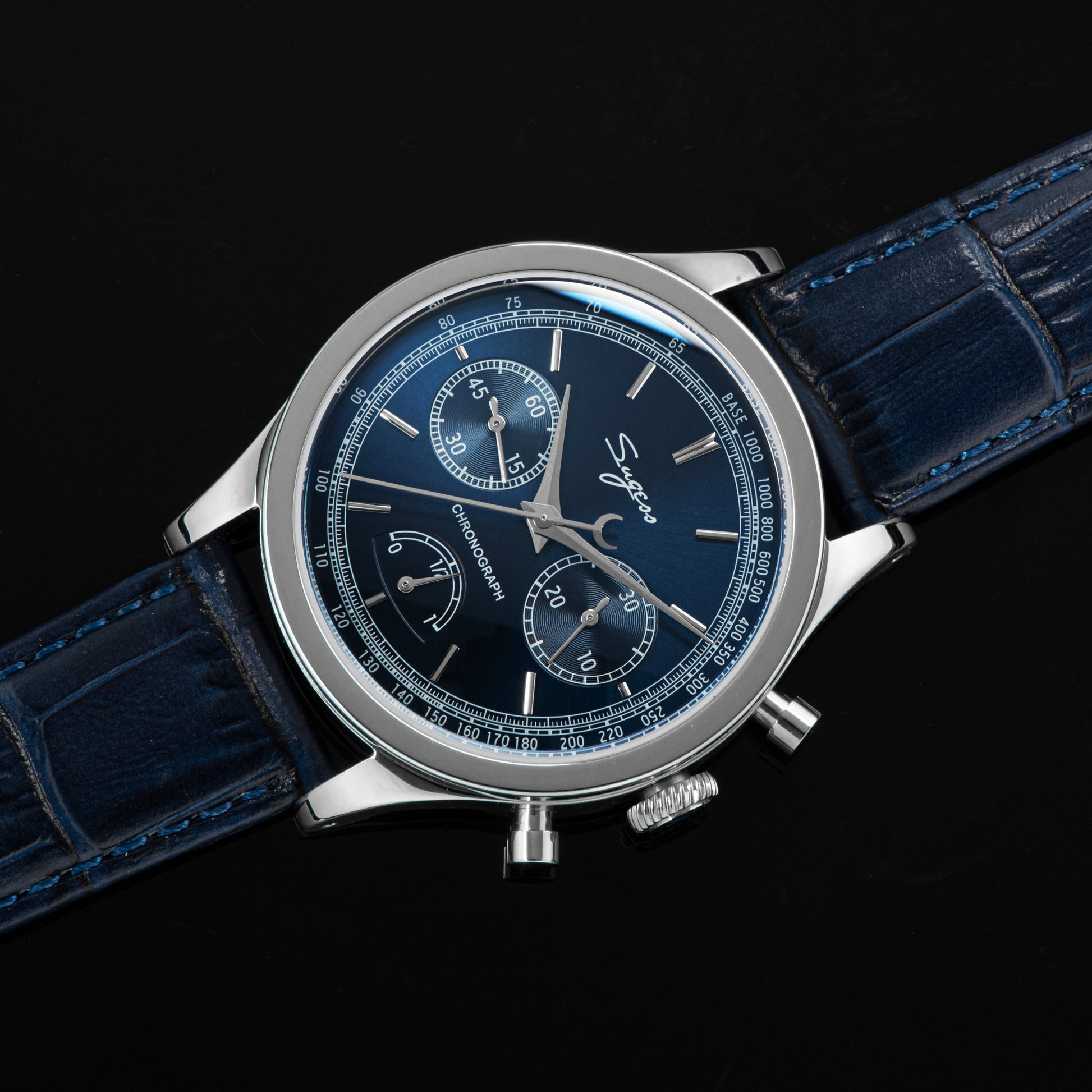 Chrono Master 438 Deep Blue Dial Power Reserve Indicator – Sugess Watch