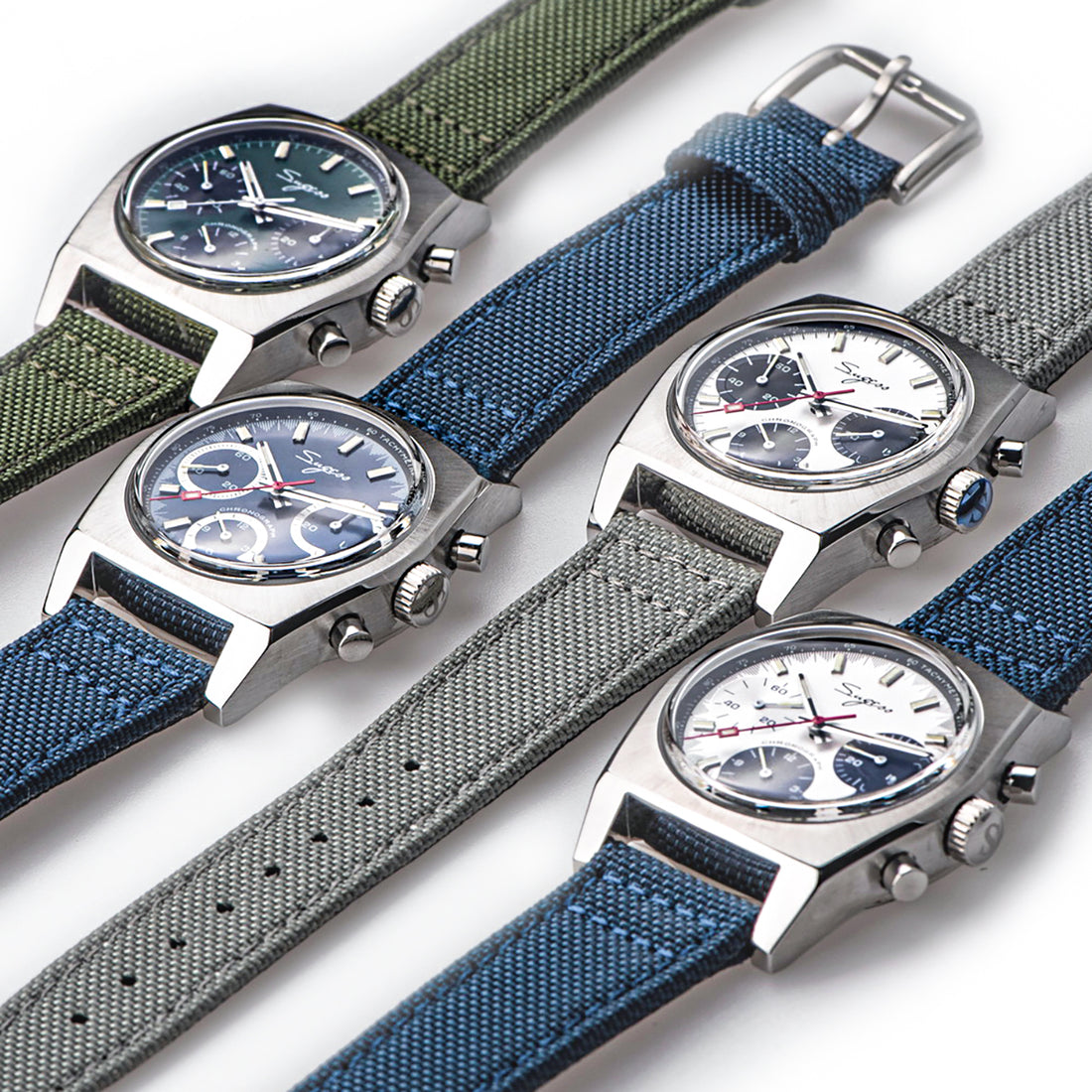 Chrono Heritage S419 Chronograph Green Dial Leather Strap