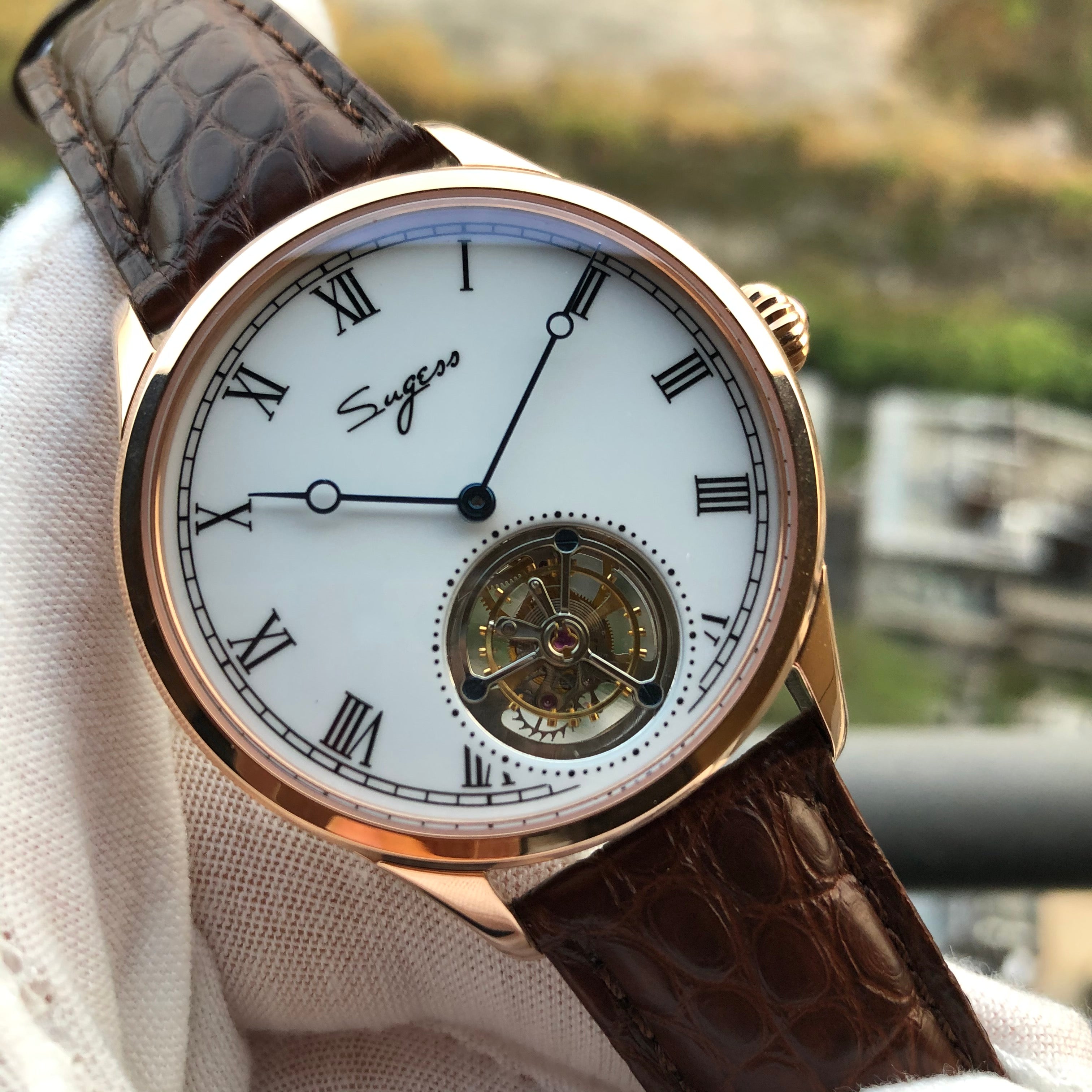 Sugess Logo Customize Enamel Dial Seagull ST8230 Tourbillon